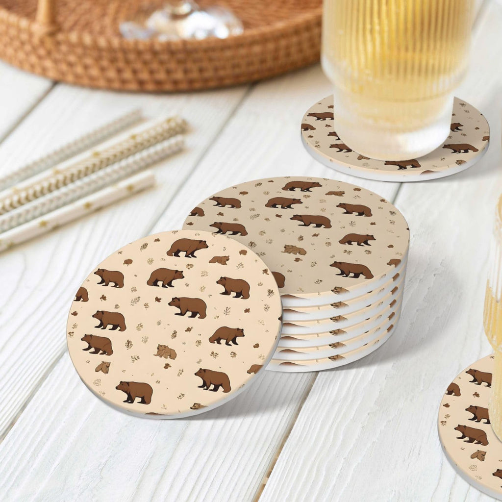 6-Piece Set of Absorbent Ceramic Coasters with Cork Backing J521