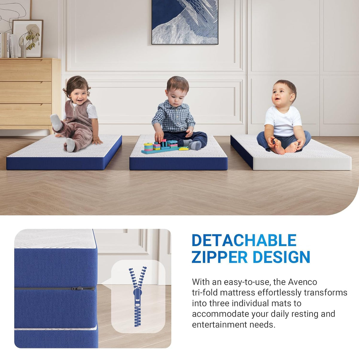4 Inch Tri-Fold Memory Foam Mattress Topper J320