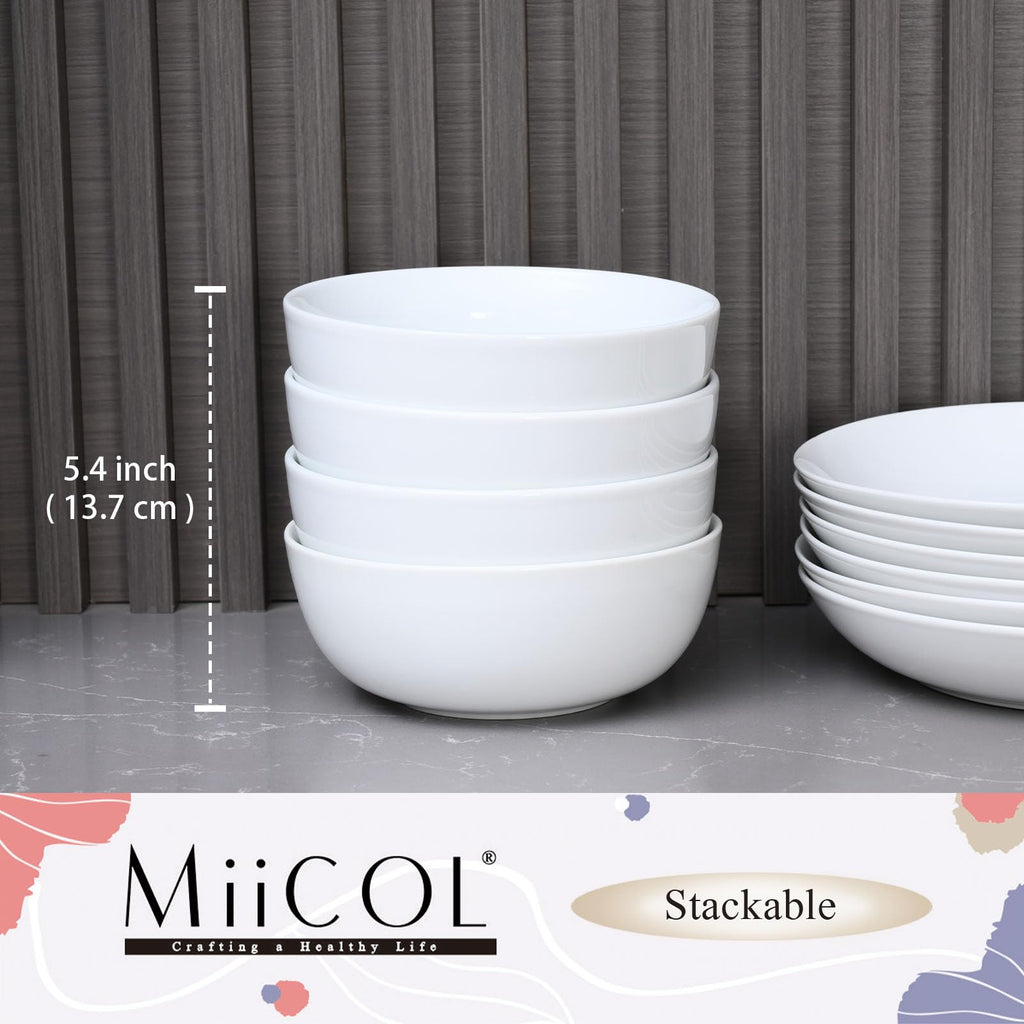 White Ceramic Soup Bowls Set of 4 V967