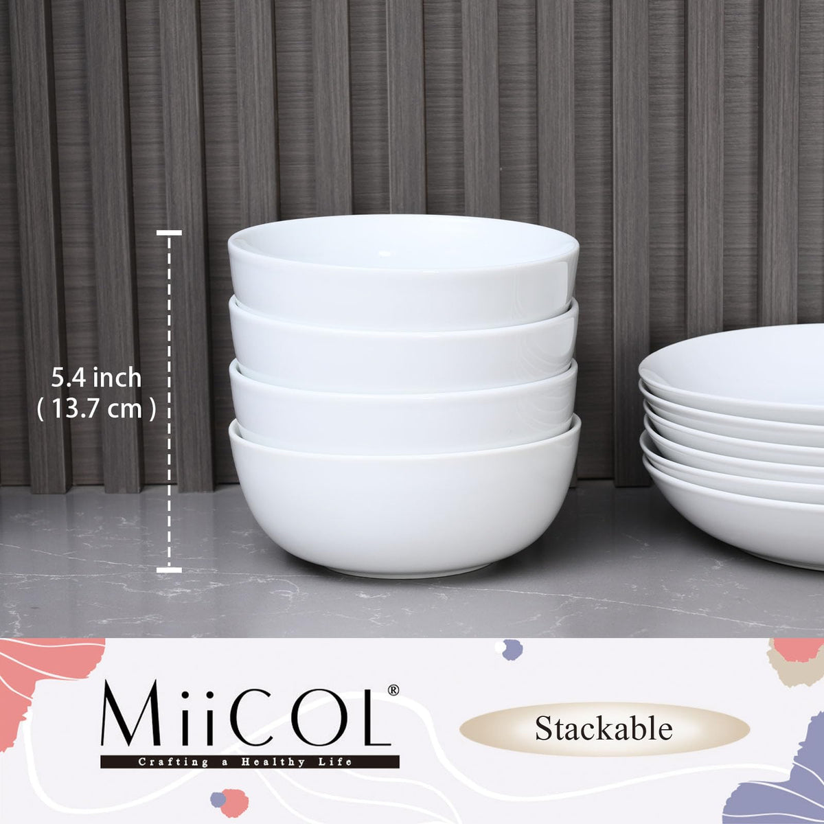 White Ceramic Soup Bowls Set of 4 V967