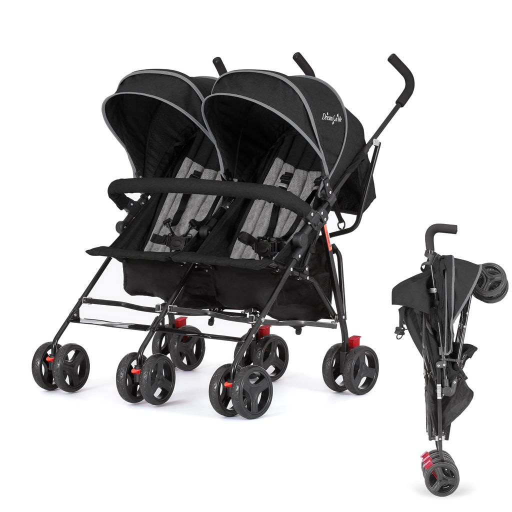 Black Twin Umbrella Toddler Stroller Y460