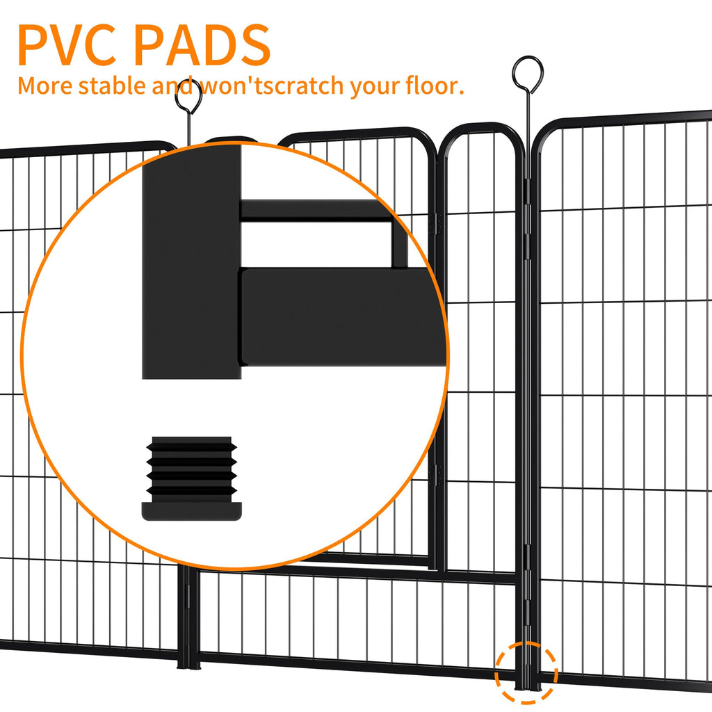 40 Inch 16 Panel Metal Garden Fence with Self-Locking Gate J386