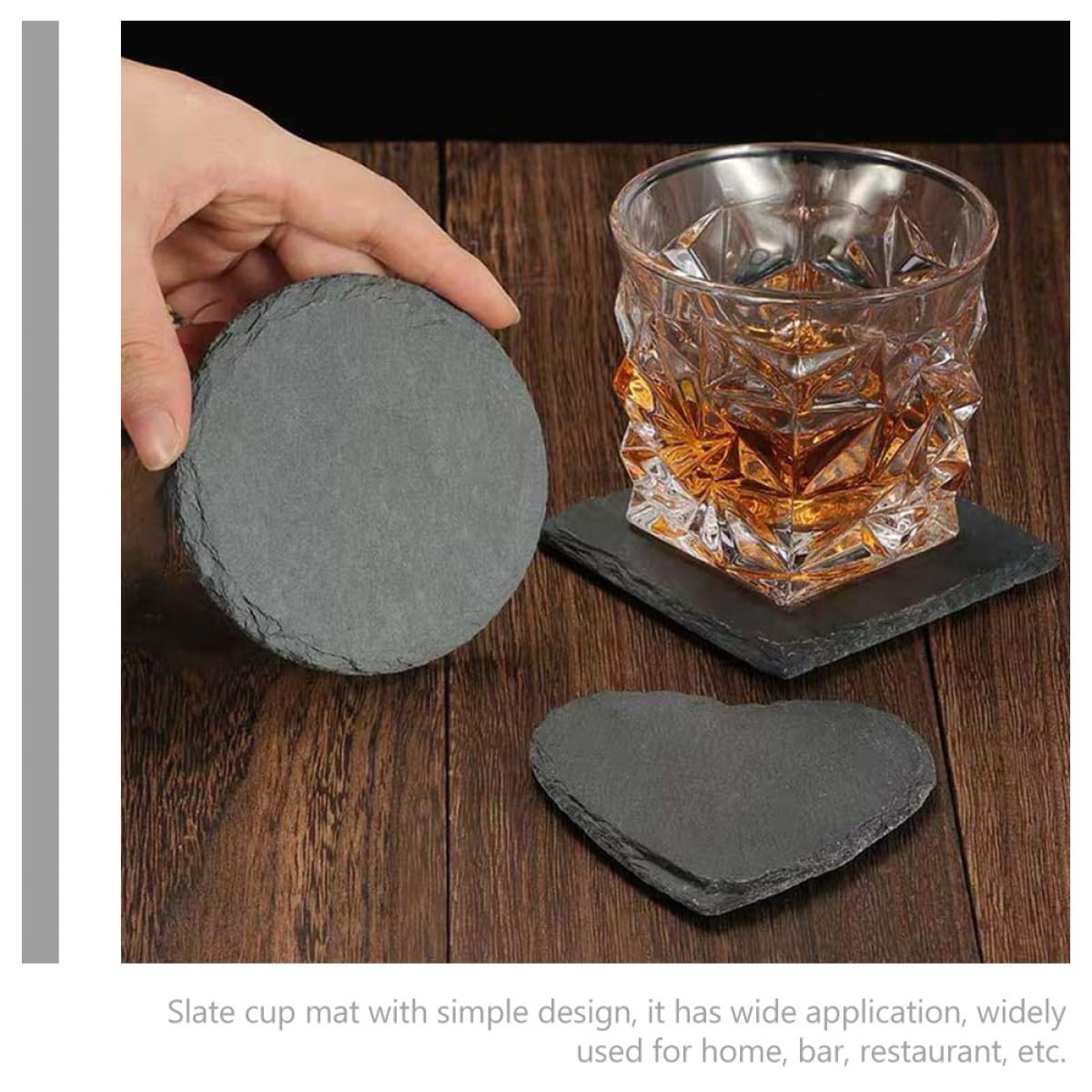 Black Natural Stone Cup Coaster Set F127172