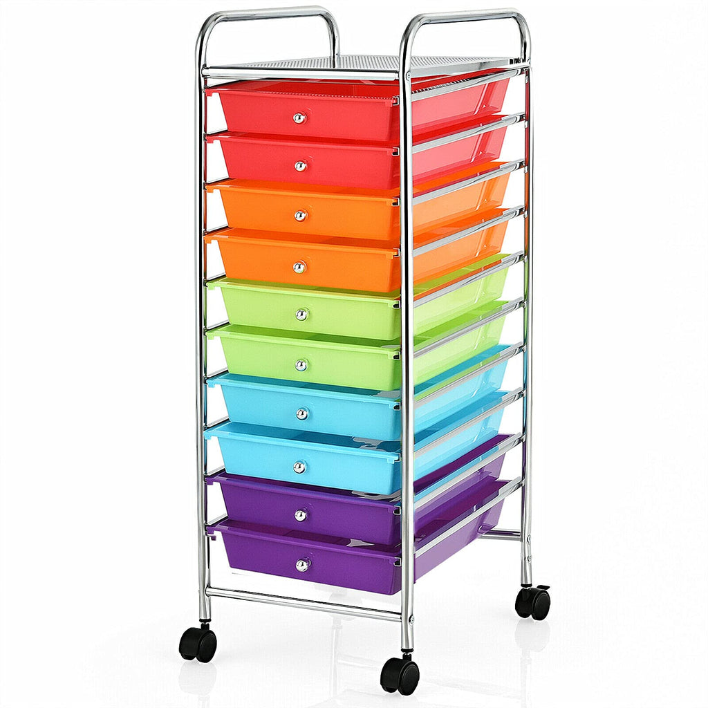 10 Drawer Rolling Storage Cart with Metal Frame B6650