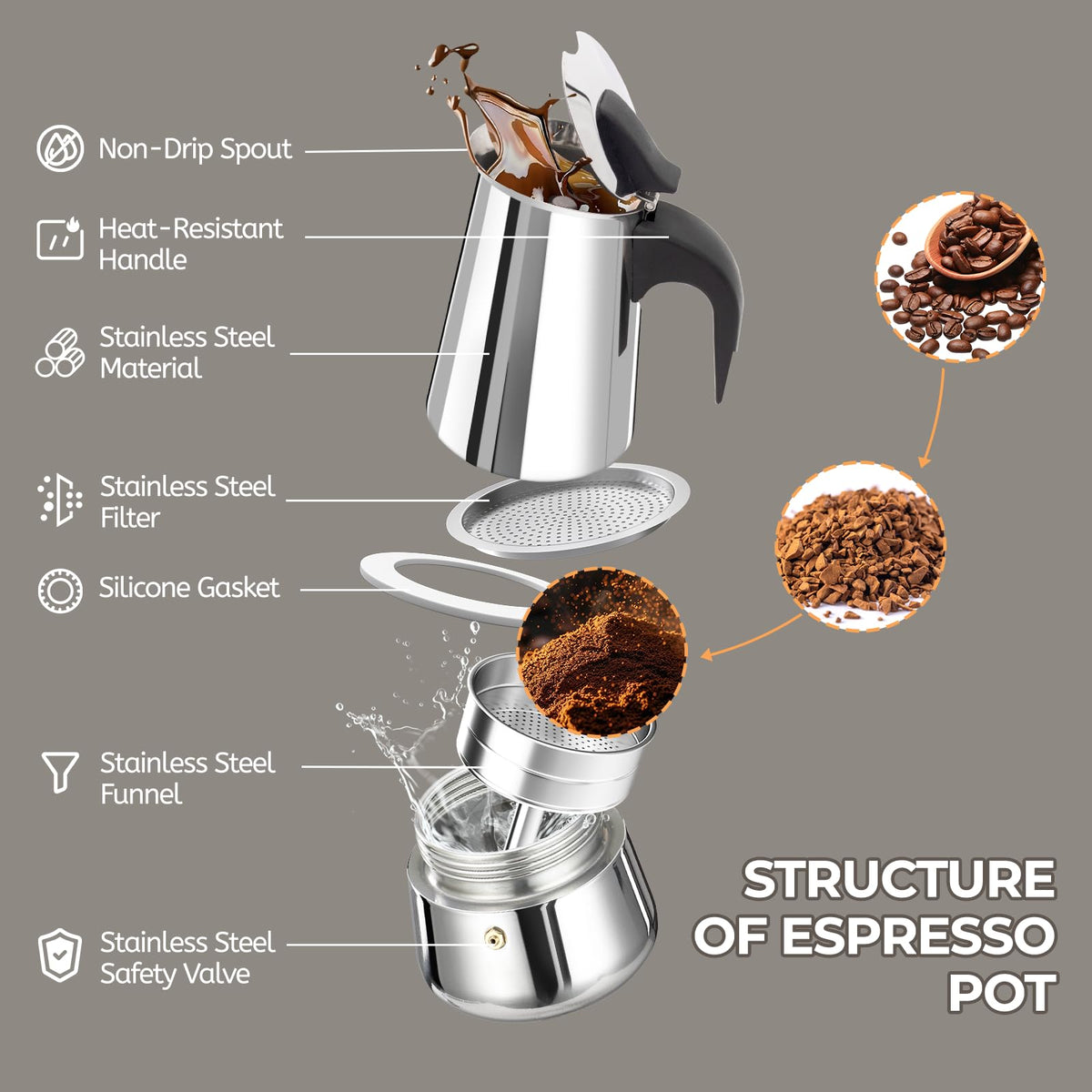 12 Cup Stainless Steel Moka Pot Q498