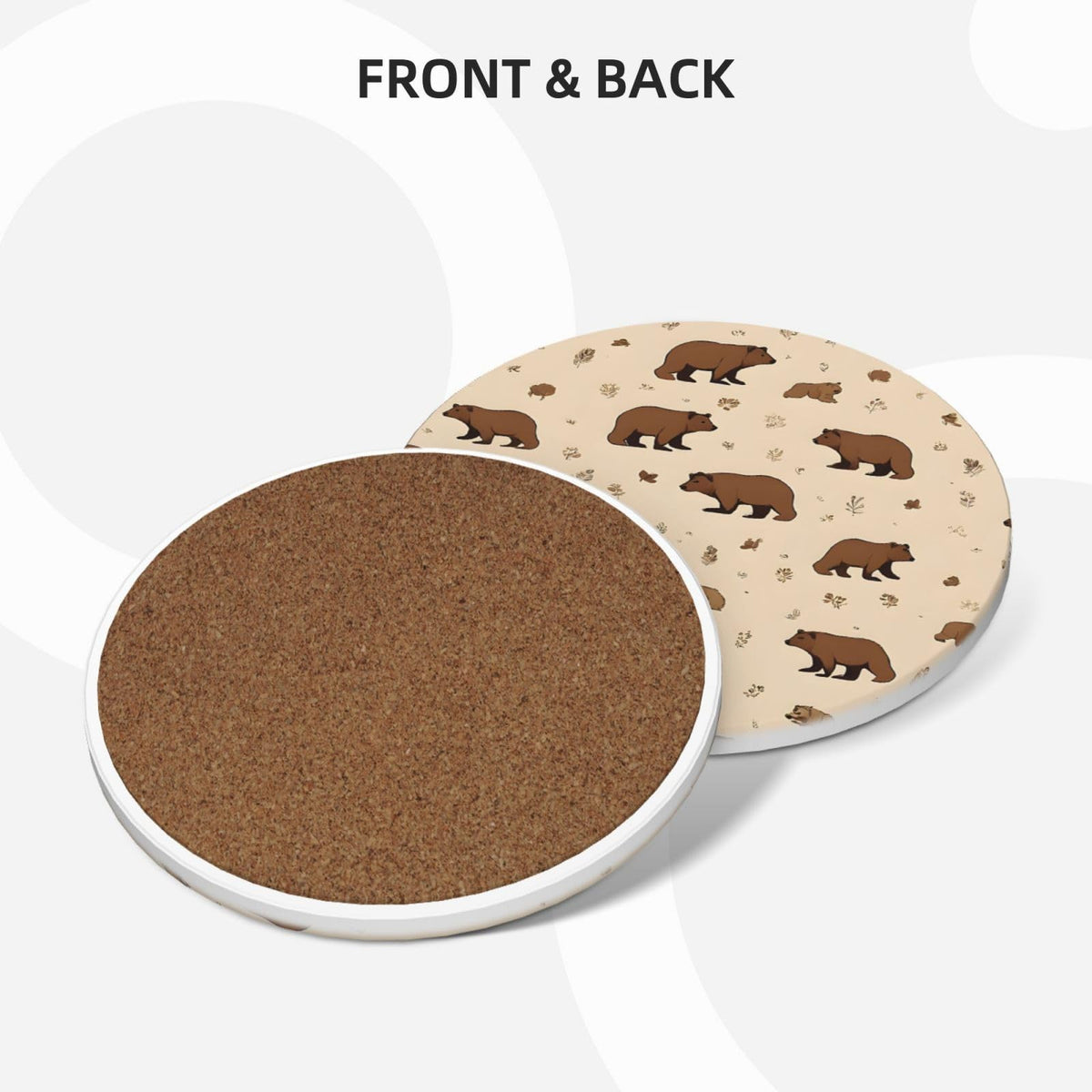 6-Piece Set of Absorbent Ceramic Coasters with Cork Backing J521