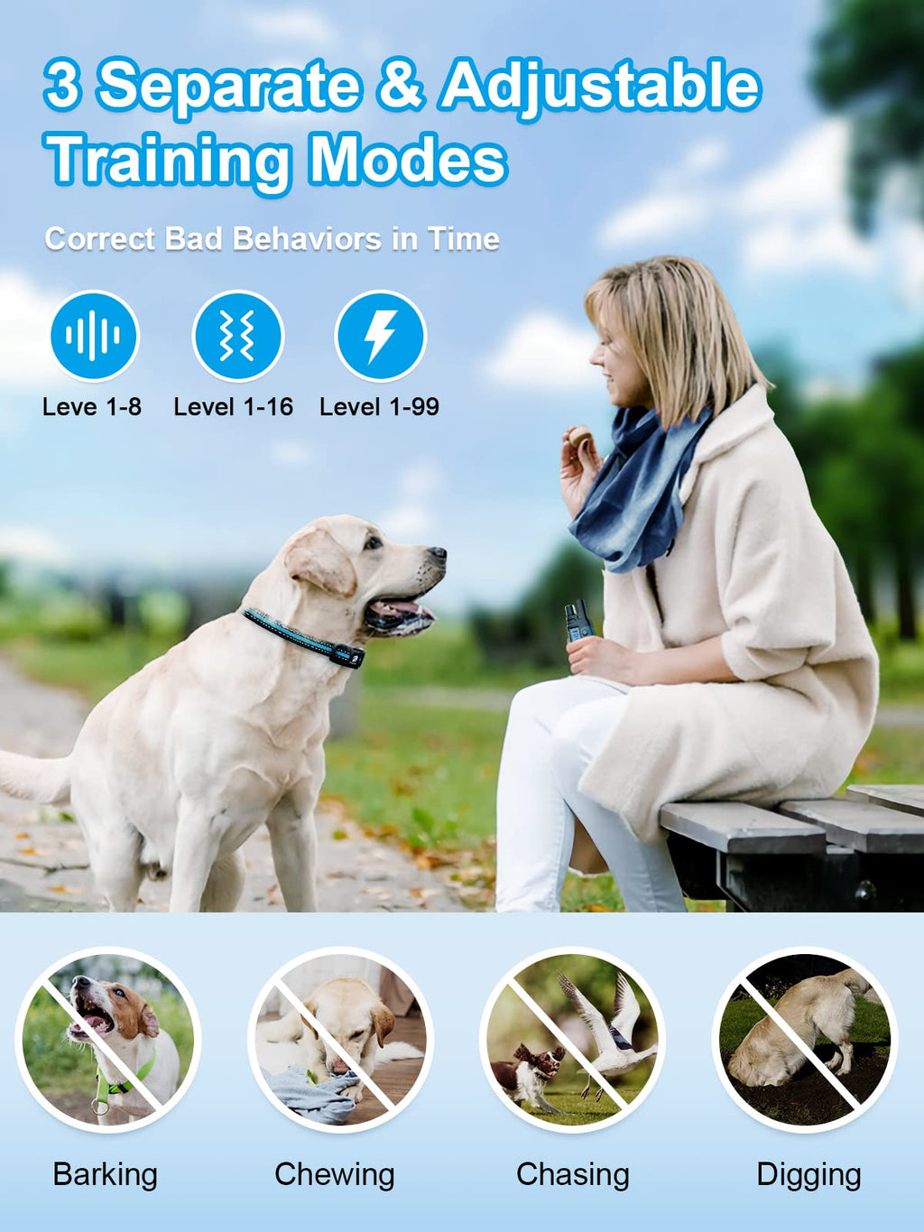 Dog Shock Collar 2 Dogs Waterproof Training Collar with Rechargeable Remote I653968