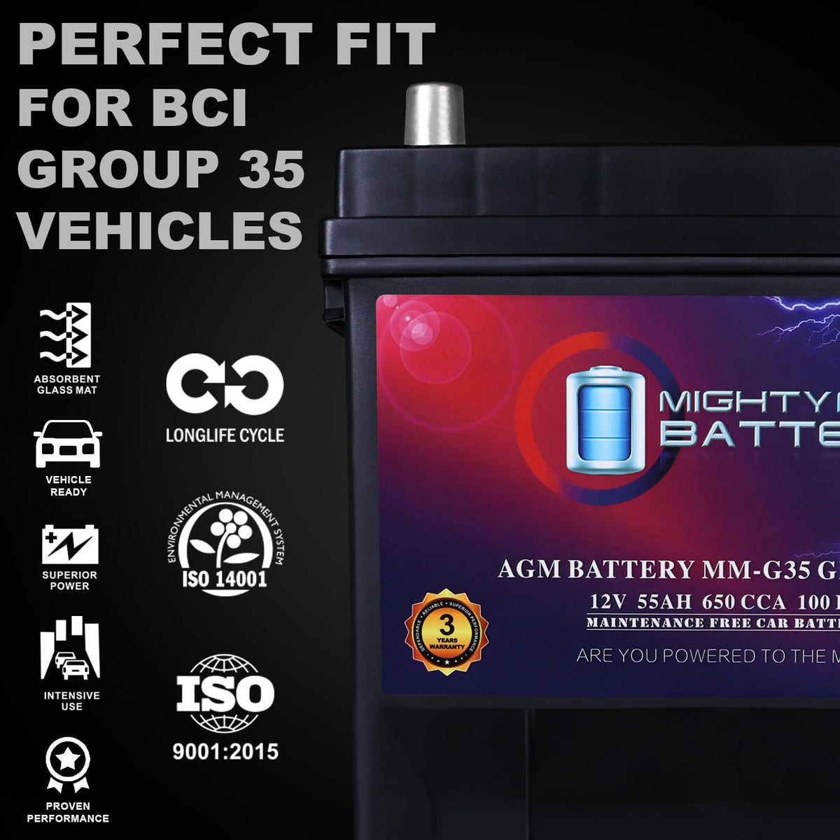 12V 55Ah AGM Replacement Battery E958