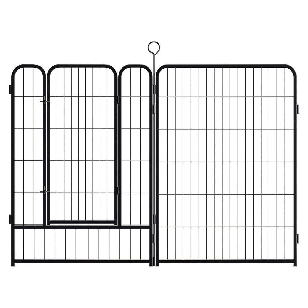 40 Inch 16 Panel Metal Garden Fence with Self-Locking Gate J386