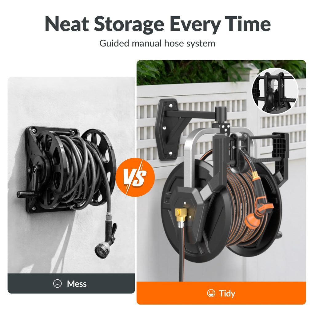 Wall Mounted 125FT 5/8" Hose Capacity Heavy Duty Retractable Hose Reel V699