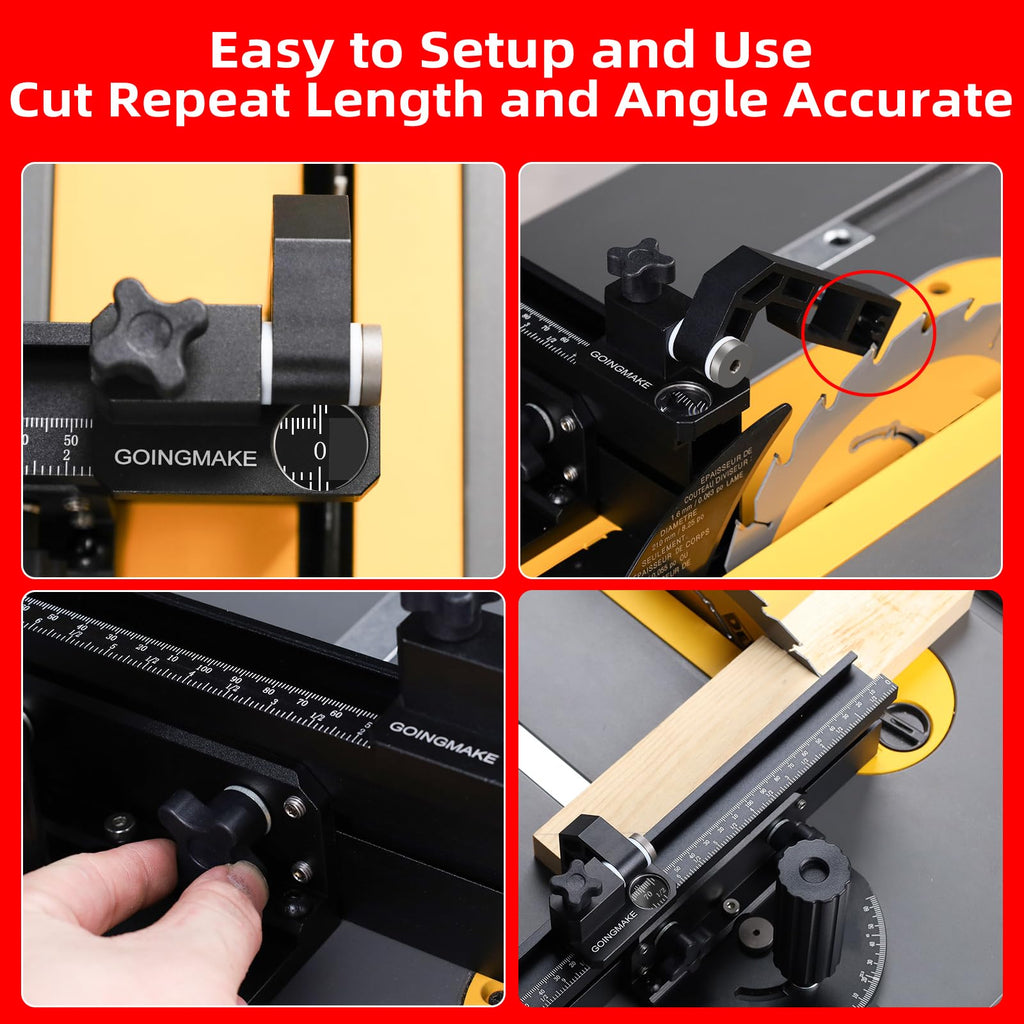 Compact Table Saw Miter Gauge with Extendable Fence J786720