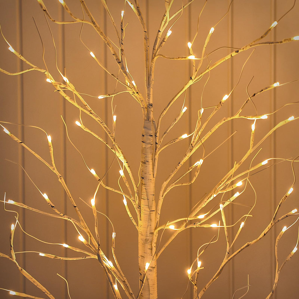 White Birch Tree with Lights Set of 3 Christmas Decorations with Warm White Lights R39464