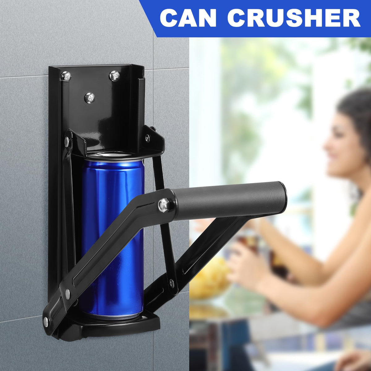 Black Heavy Duty Wall Mounted Can Crusher D25040