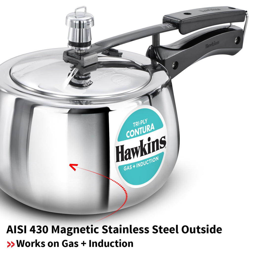 3 Litre Triply Stainless Steel Pressure Cooker E579108