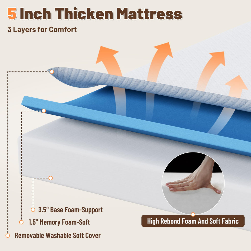 Full Size Folding Bed with Memory Foam Mattress Q42492