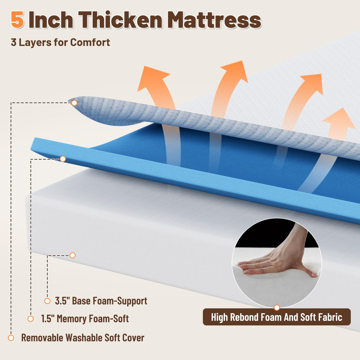 Full Size Folding Bed with Memory Foam Mattress Q42492