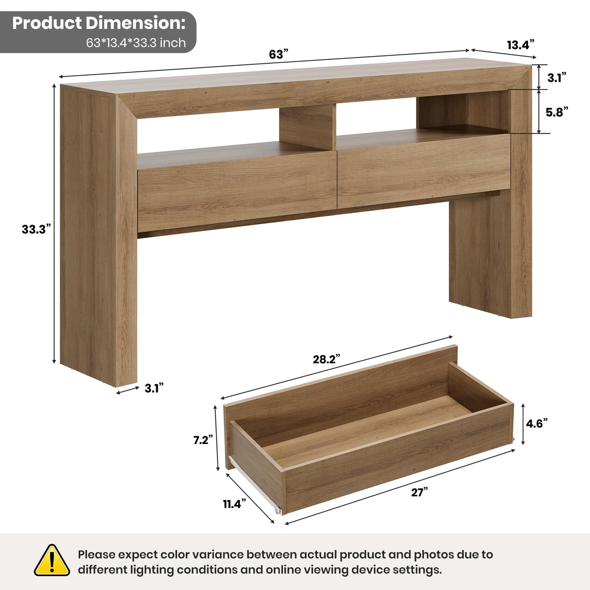 63" Console Table with 2 Drawers A4302
