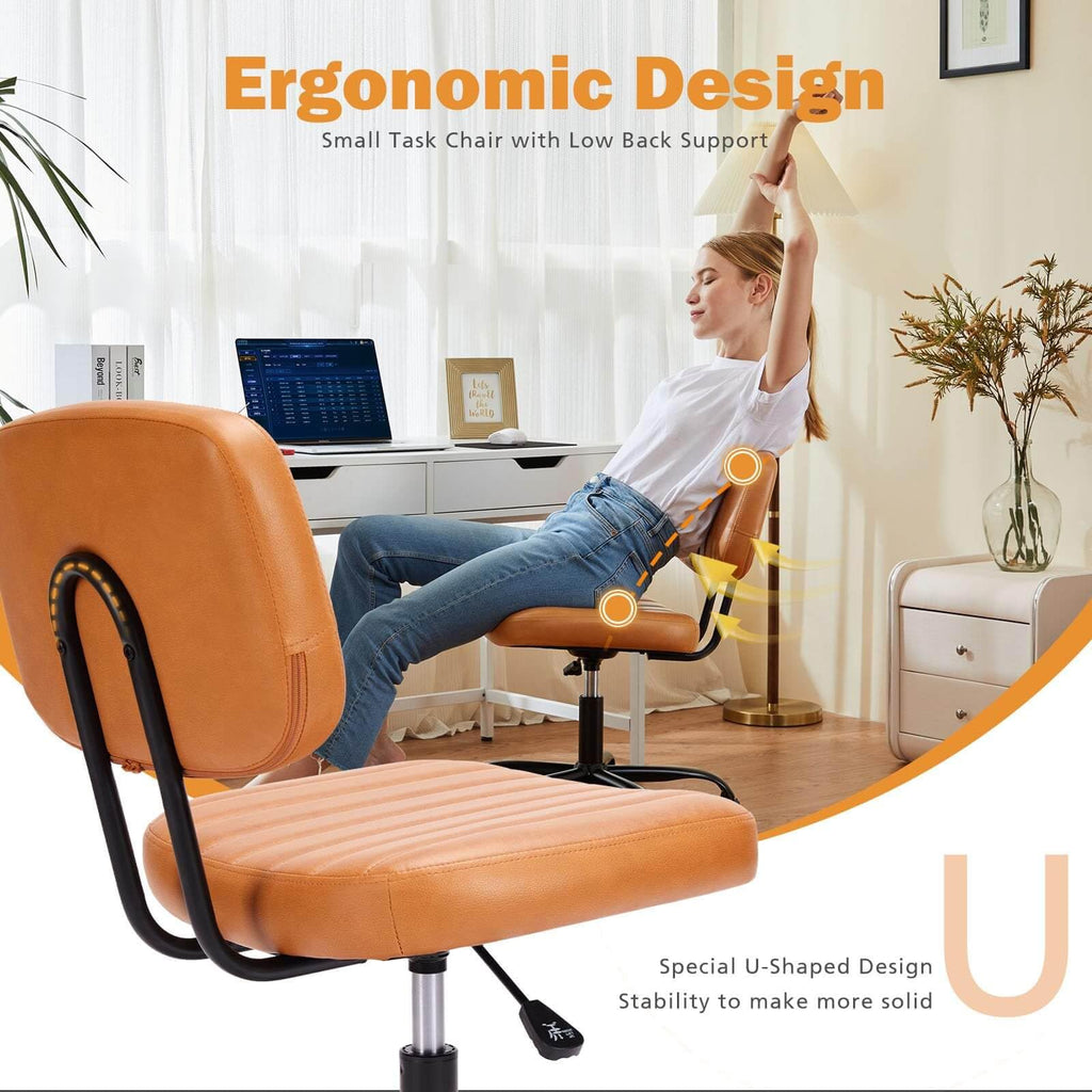 Orange Adjustable Height Swivel Rolling Office Chair U9658