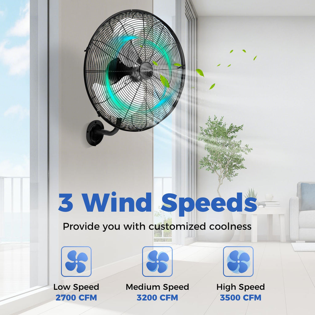 20-inch 3 Speed Metal Wall Mount Fan U2289