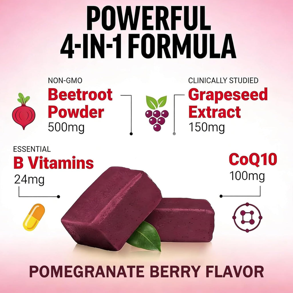 Beet Root Chews, Pomegranate Berry Flavor, 60 Chews C642030