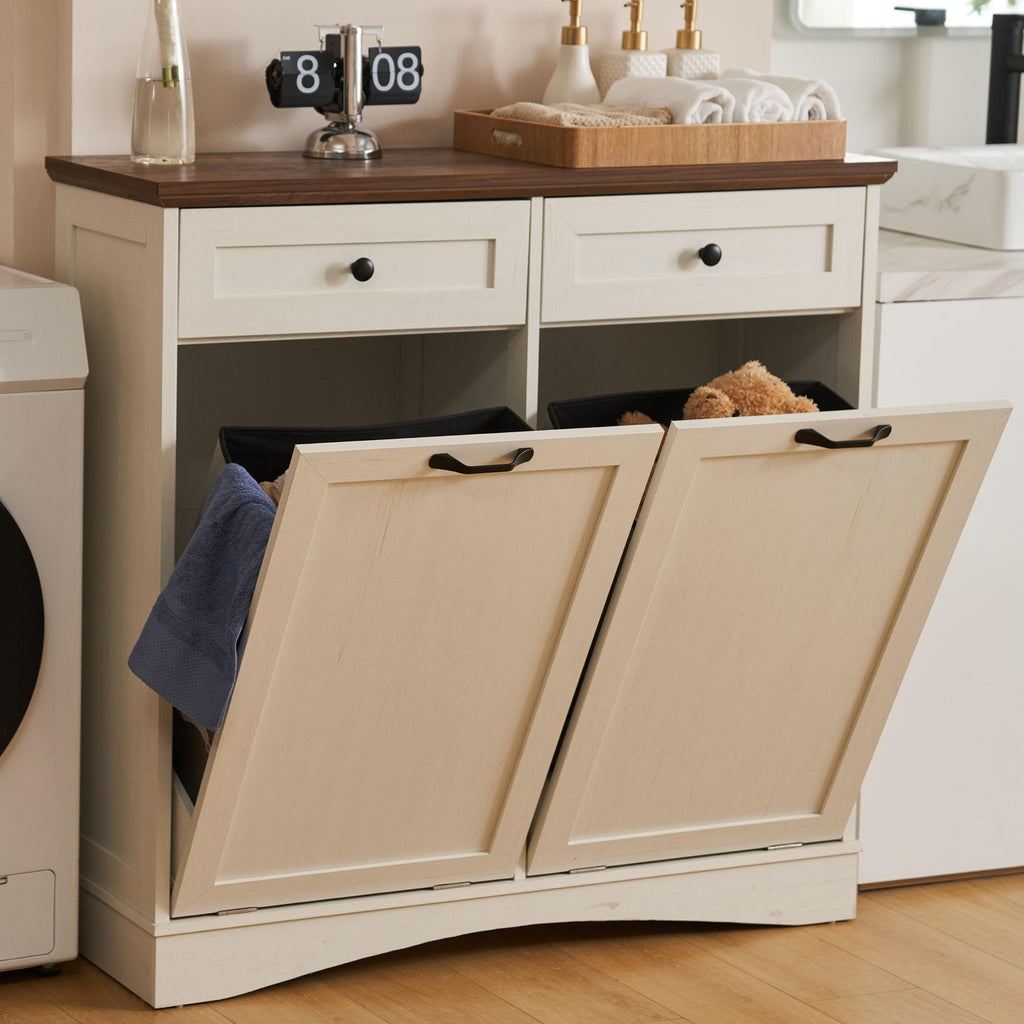 Antique White Tilt Out Trash Cabinet K883
