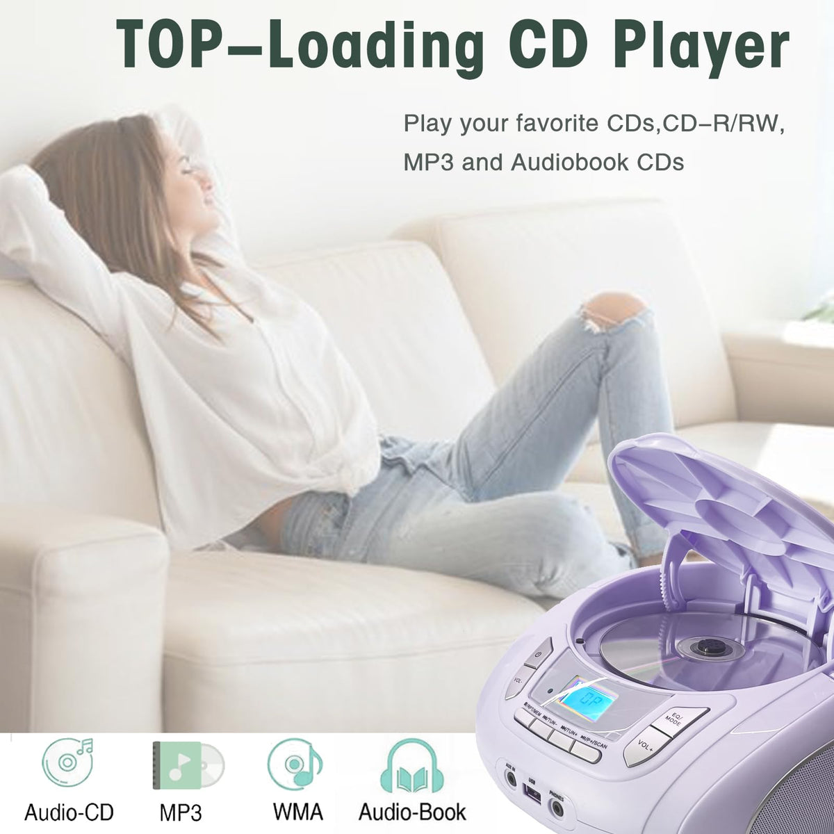Portable CD Player with Bluetooth FM Radio USB MP3 S2947