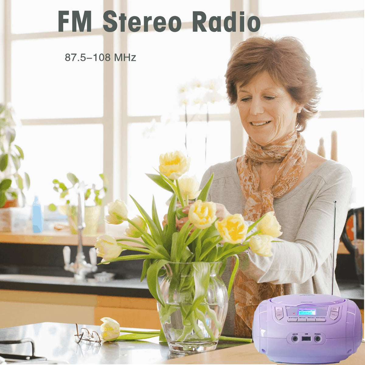 Portable CD Player with Bluetooth FM Radio USB MP3 S2947