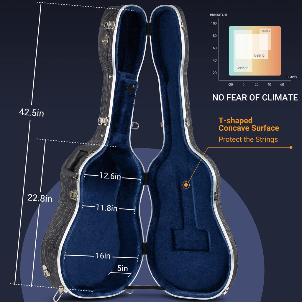 41 Inch ABS Hard Acoustic Guitar Case Black S147