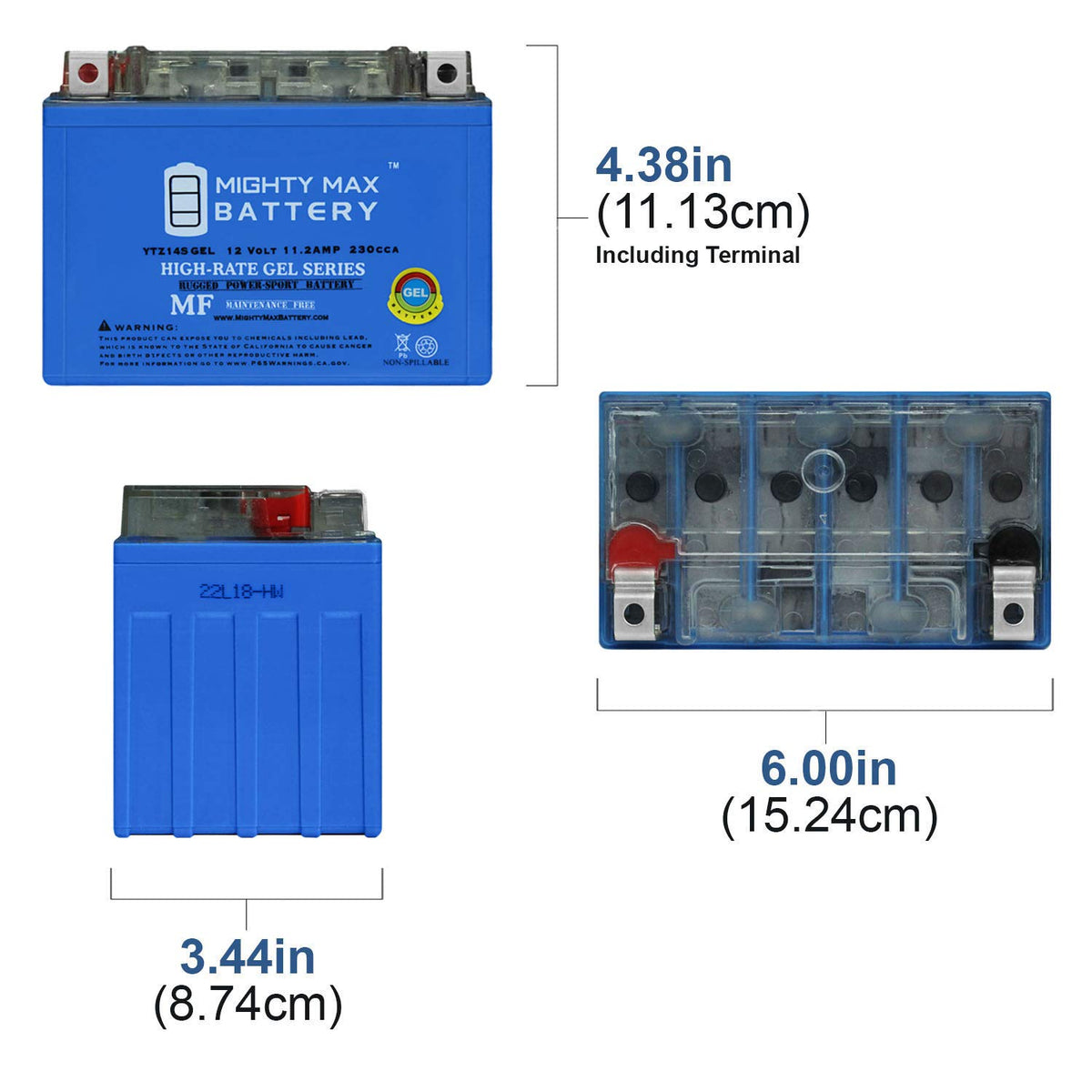 12 Volt 11.2 AH GEL Type 230 CCA Rechargeable Maintenance Free SLA AGM Motorcycle Battery Pack of 2 S47746