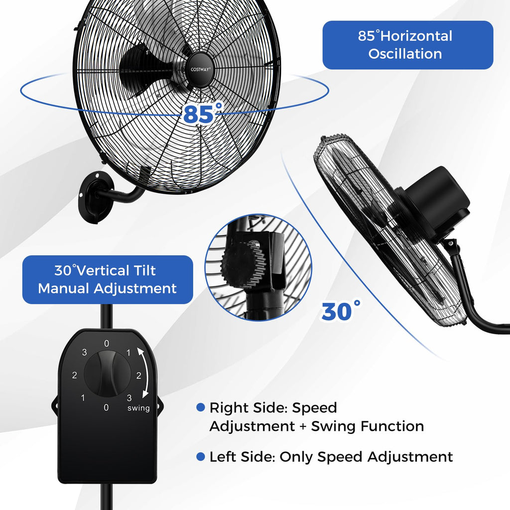 20-inch 3 Speed Metal Wall Mount Fan U2289