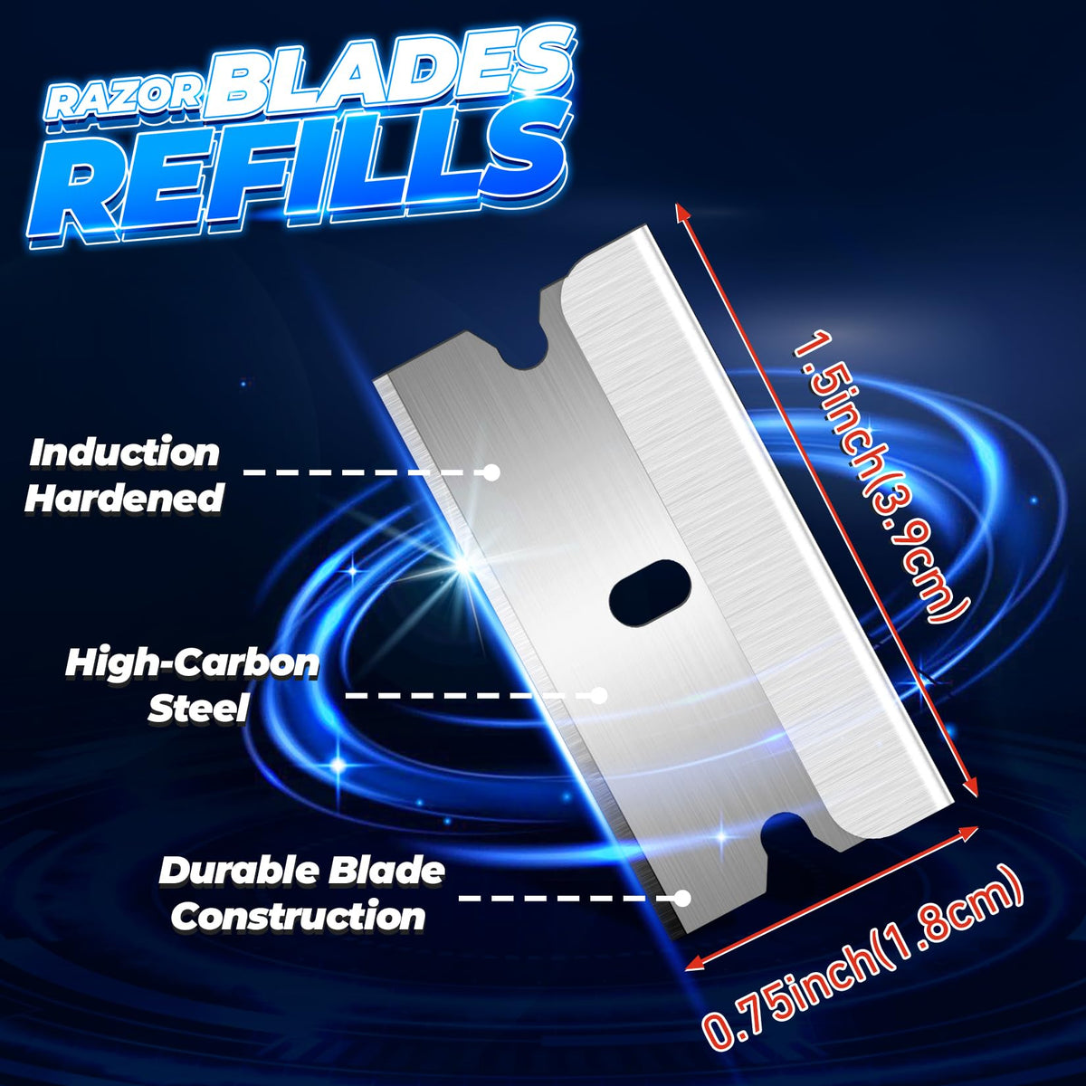 Single Edge Razor Blades, 100 Blades, High Carbon Steel S69539