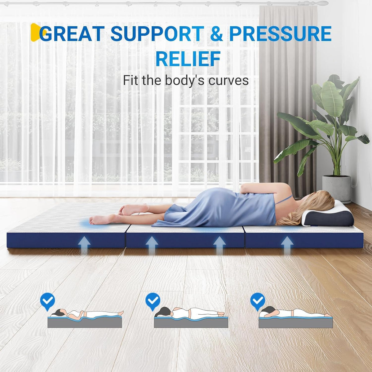 4 Inch Tri-Fold Memory Foam Mattress Topper J320