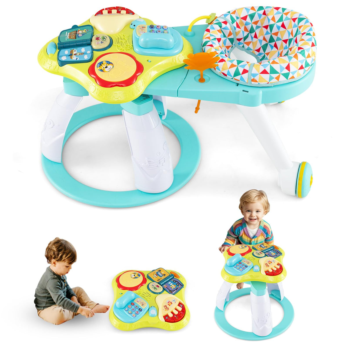 3 in 1 Baby Activity Center Walker with Play Table Green V6292