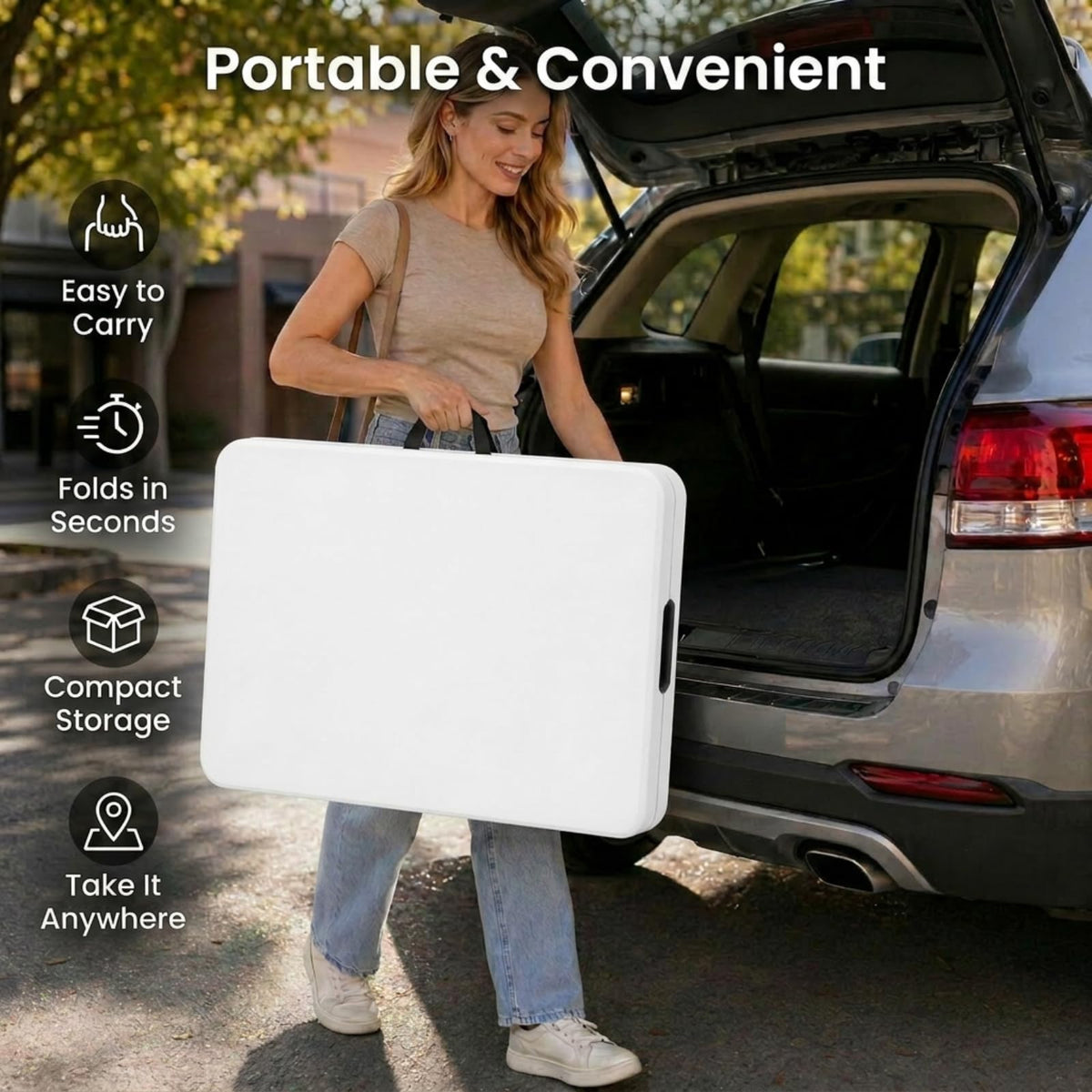 Set of 2 White 6 FT Folding Plastic Table H45412