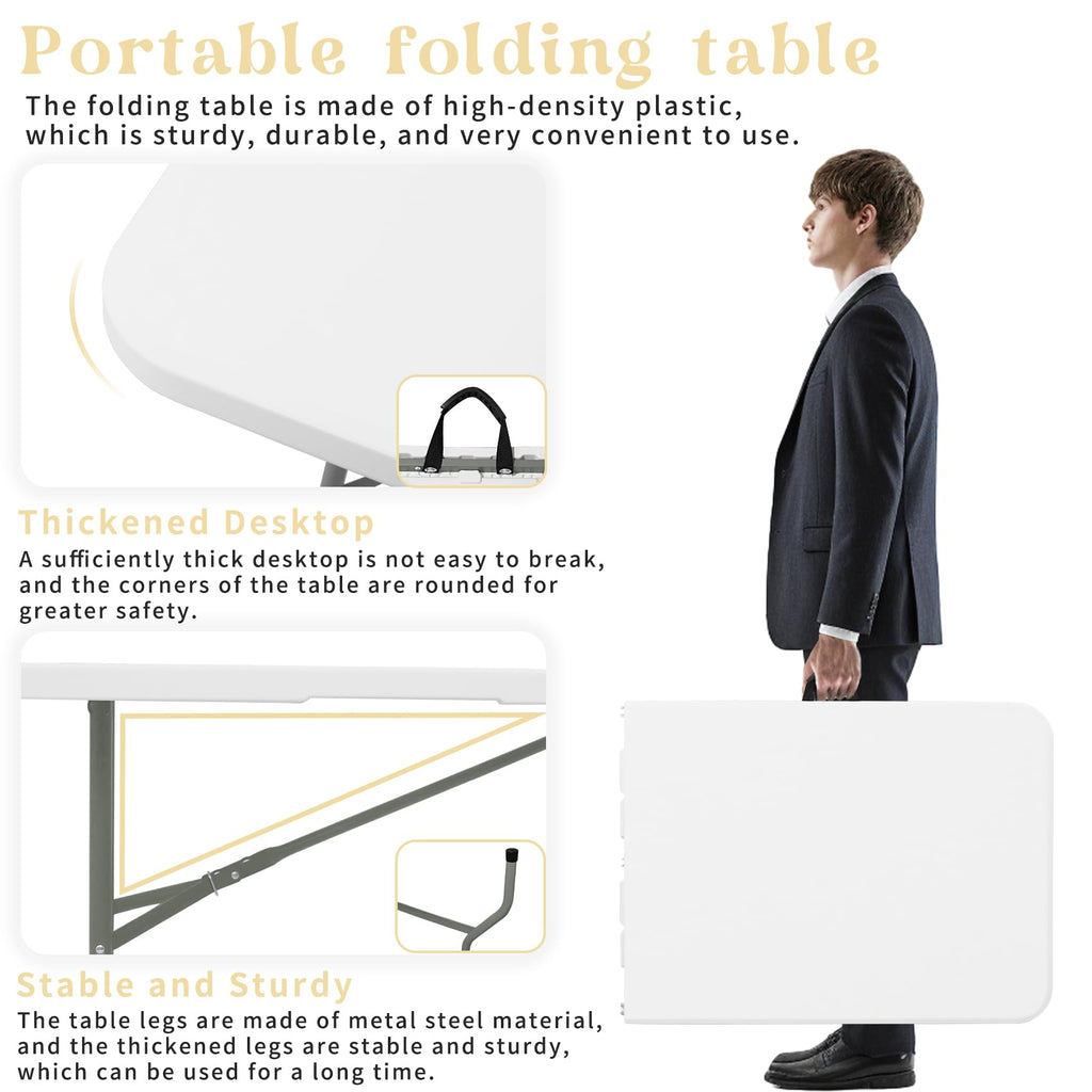 Set of 2 White 6 FT Folding Plastic Table H45412