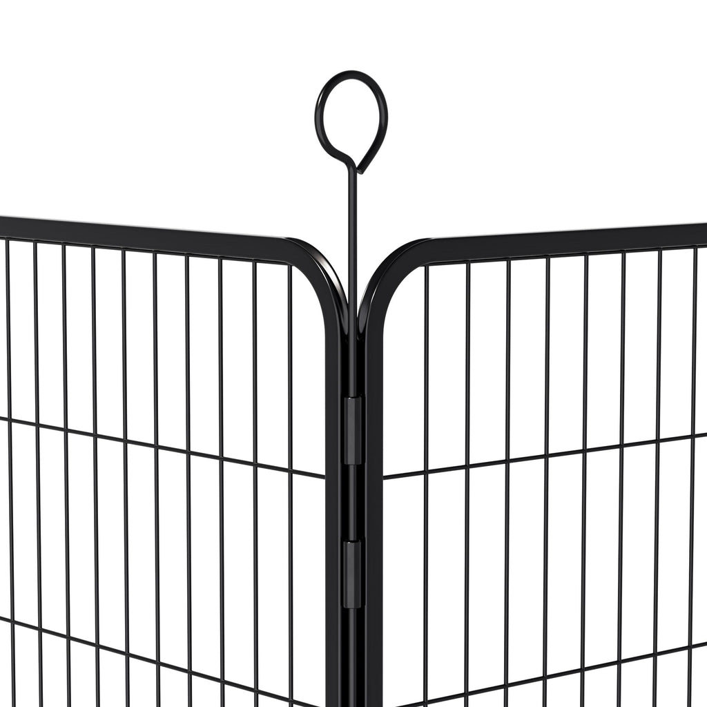 40 Inch 16 Panel Metal Garden Fence with Self-Locking Gate J386