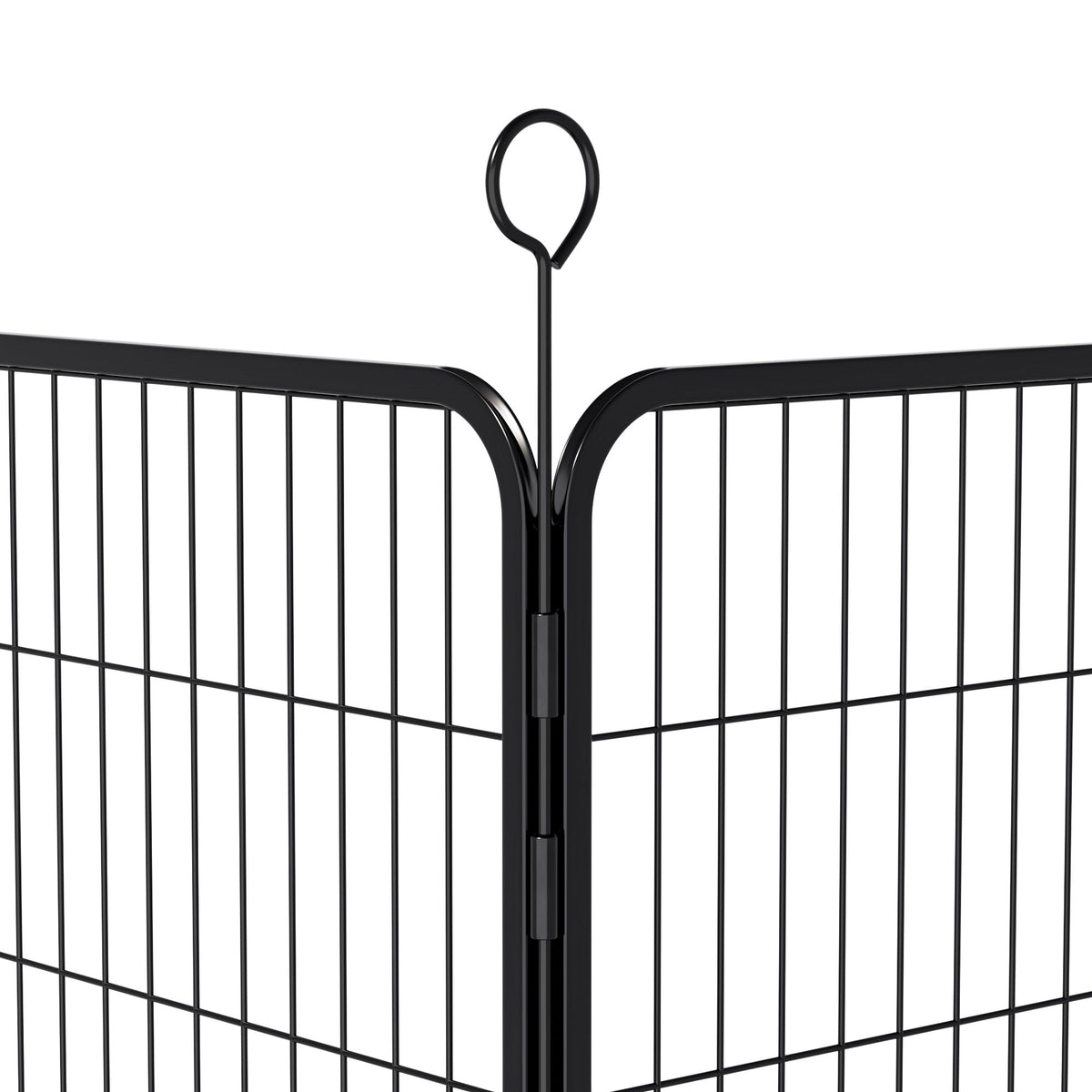 40 Inch 16 Panel Metal Garden Fence with Self-Locking Gate J386