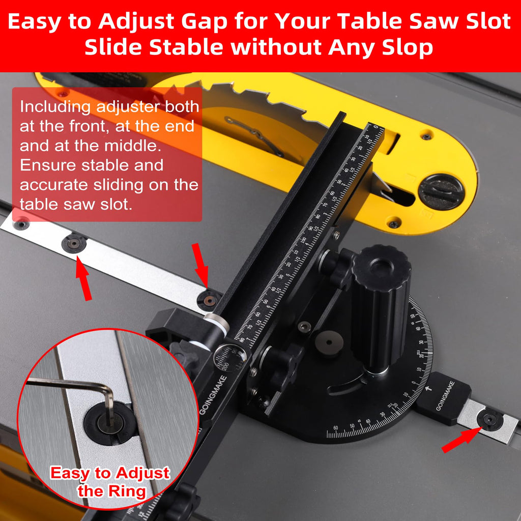 Compact Table Saw Miter Gauge with Extendable Fence J786720