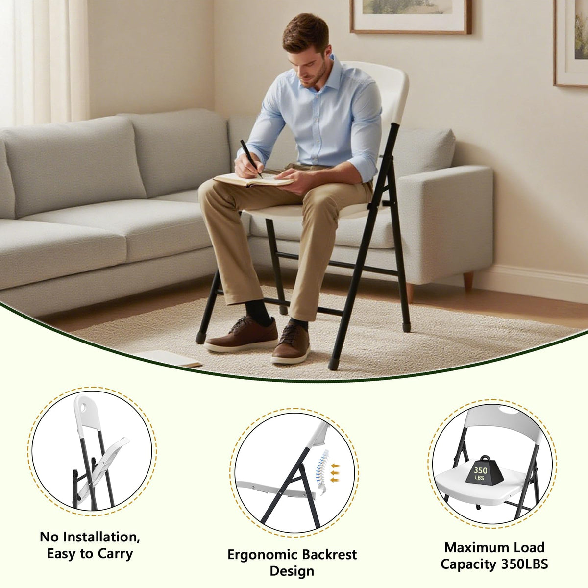4 Pack Heavy Duty Plastic Folding Chair Y76380