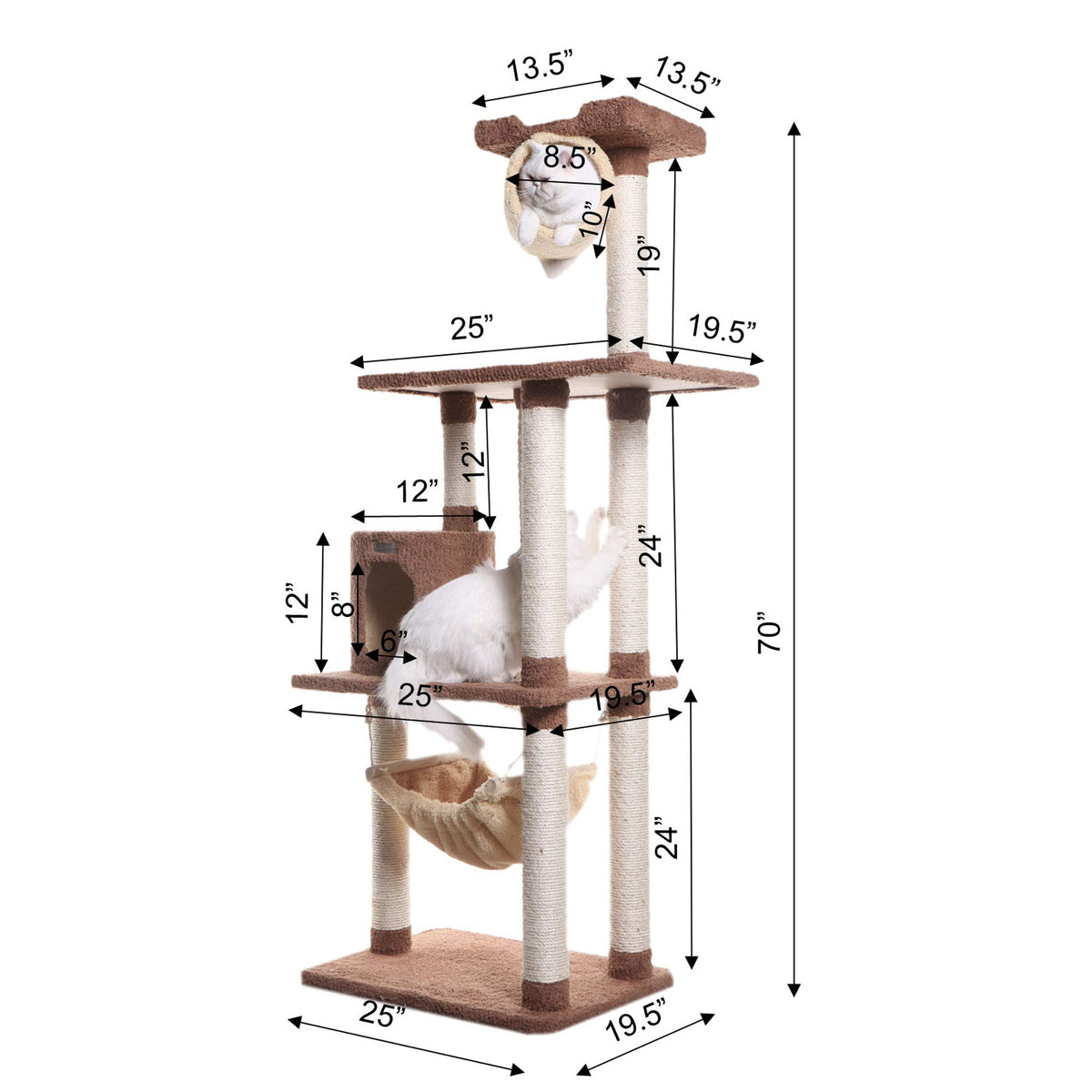 70" Cat Tree with Scratch Posts U6914