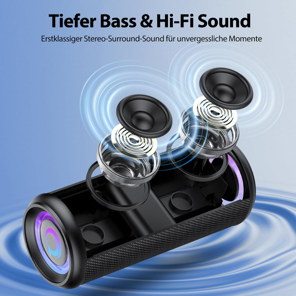 Black Portable Bluetooth Speaker with 20W Stereo Sound N35117