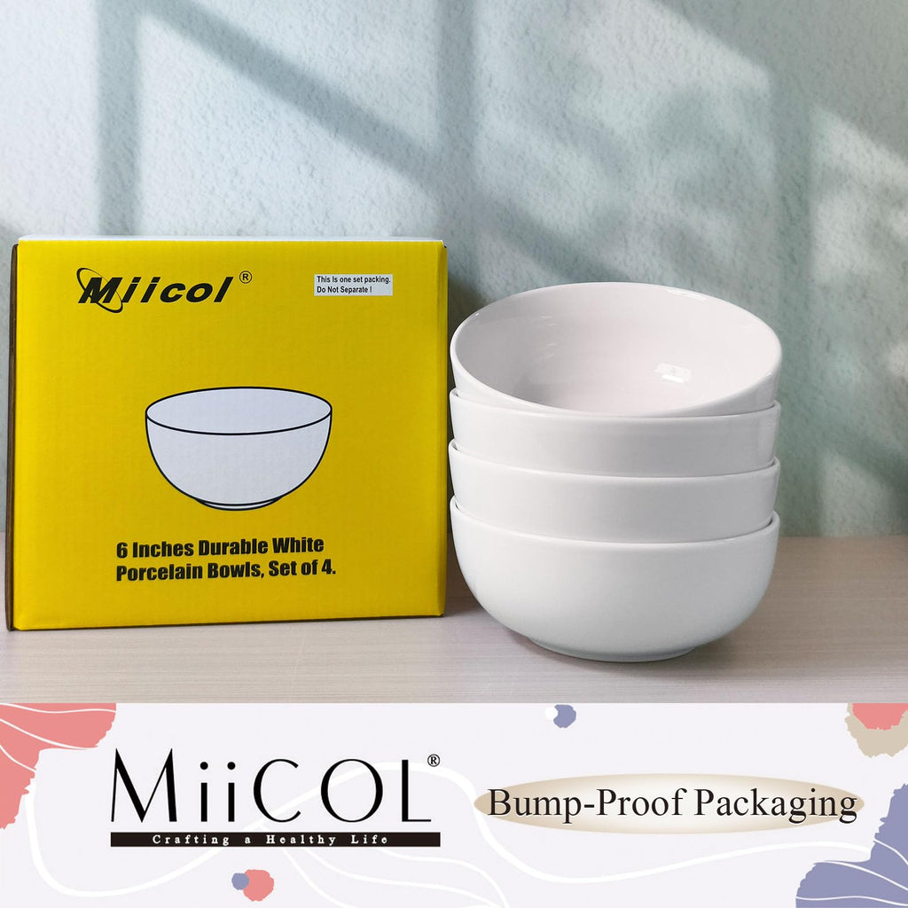 White Ceramic Soup Bowls Set of 4 V967