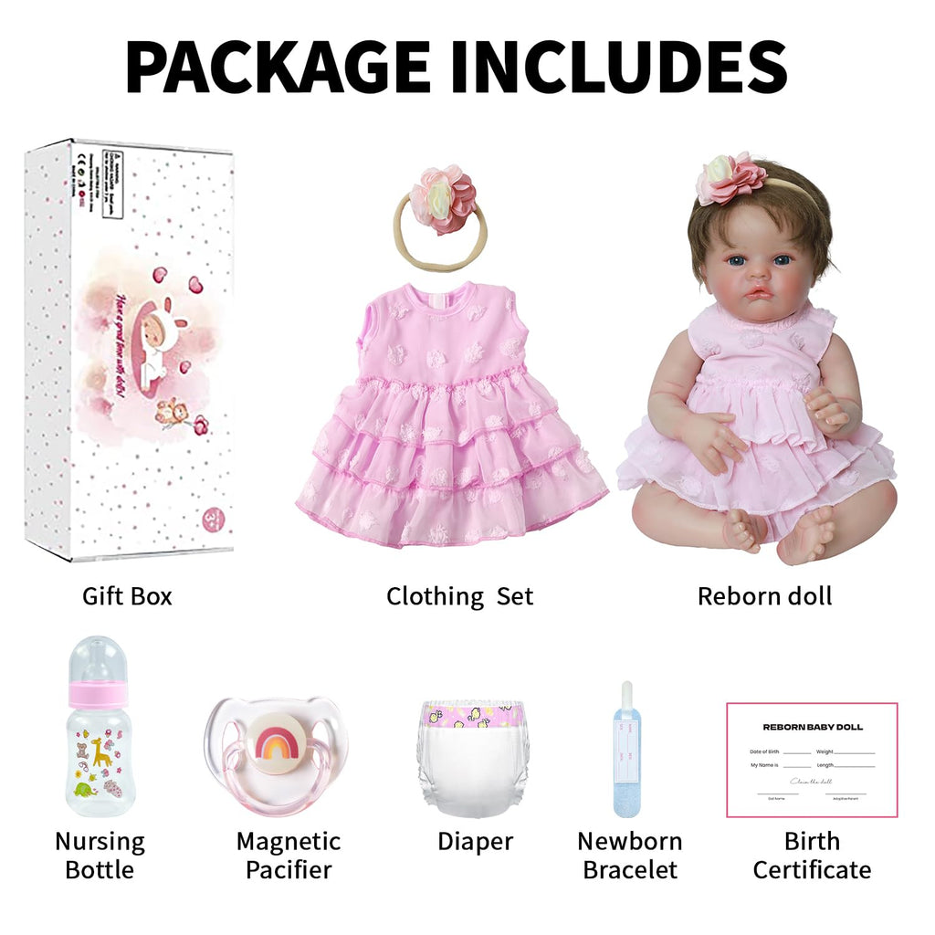 20 Inch Lifelike Reborn Baby Doll Girl with Soft Weighted Body M155
