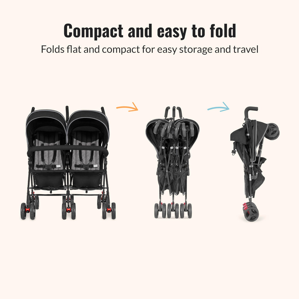 Black Twin Umbrella Toddler Stroller Y460
