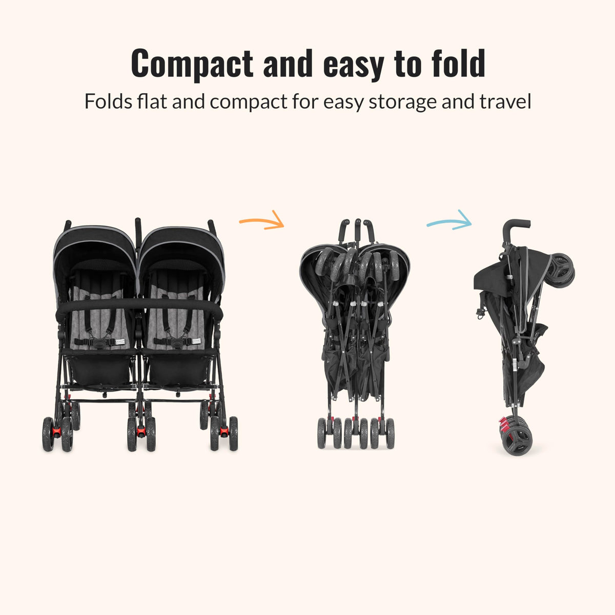Black Twin Umbrella Toddler Stroller Y460