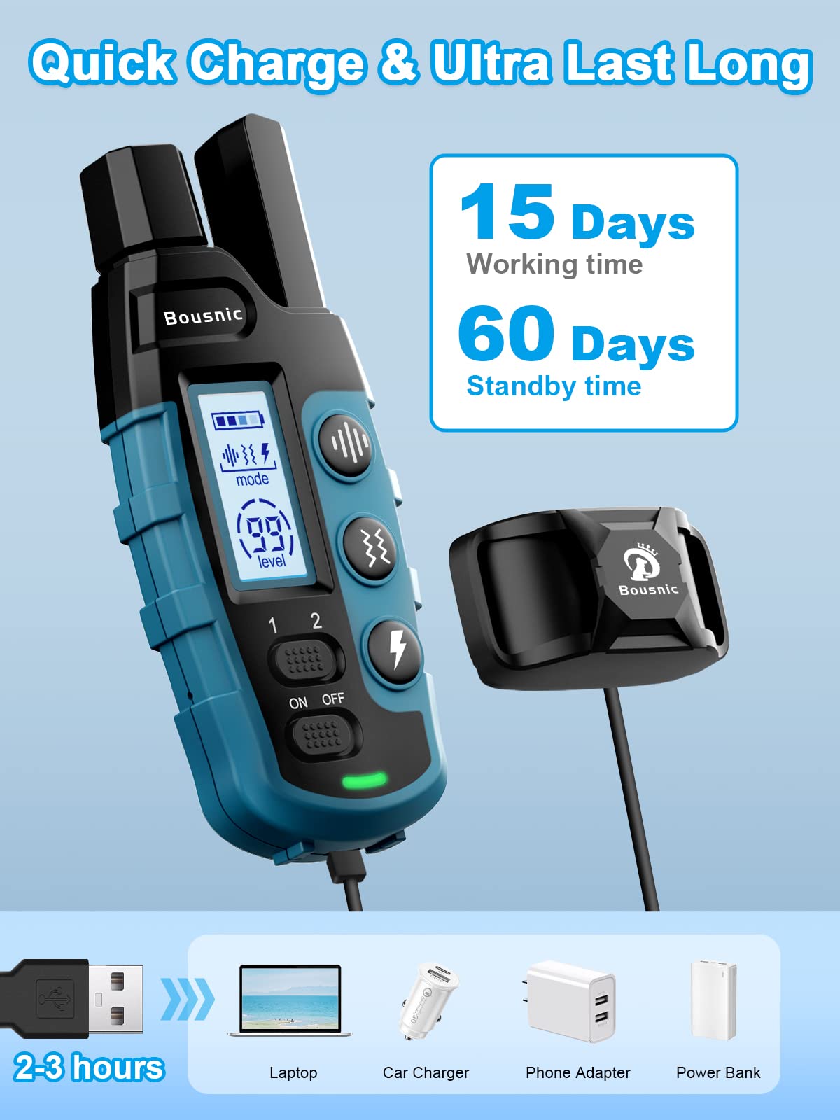 Dog Shock Collar 2 Dogs Waterproof Training Collar with Rechargeable Remote I653968