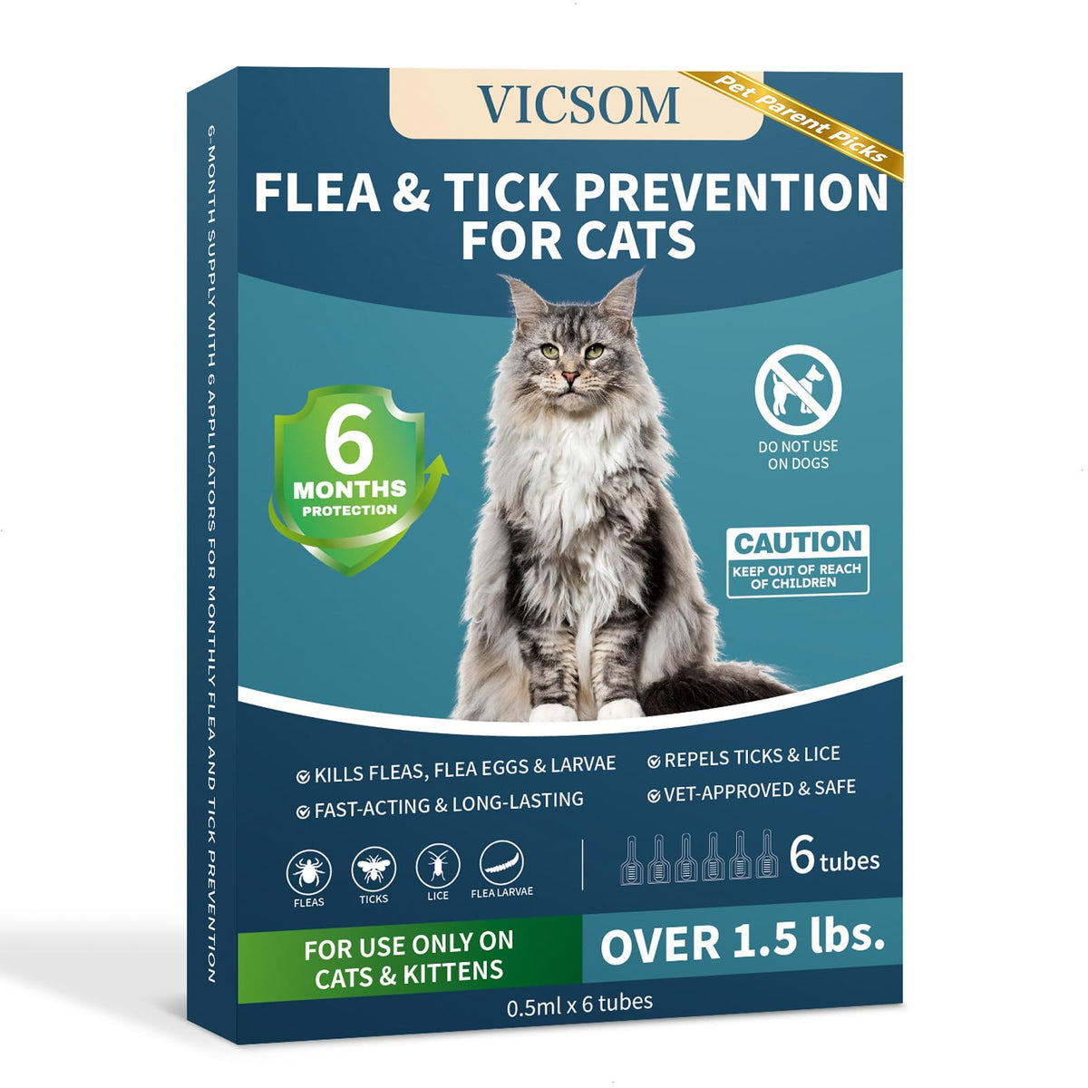 Cat Flea and Tick Treatment, 6 Doses U3557