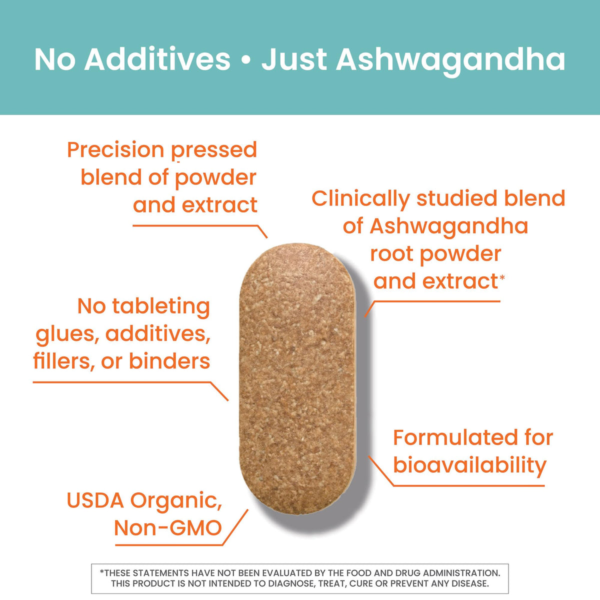 USDA Organic Ashwagandha Root 670 mg 60 Caplets E635125
