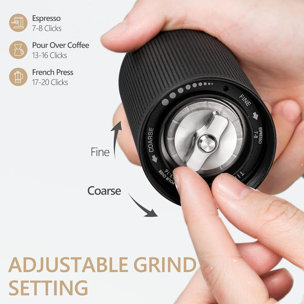 Manual Coffee Grinder with Stainless Steel Conical Burr, 25g, Black L359