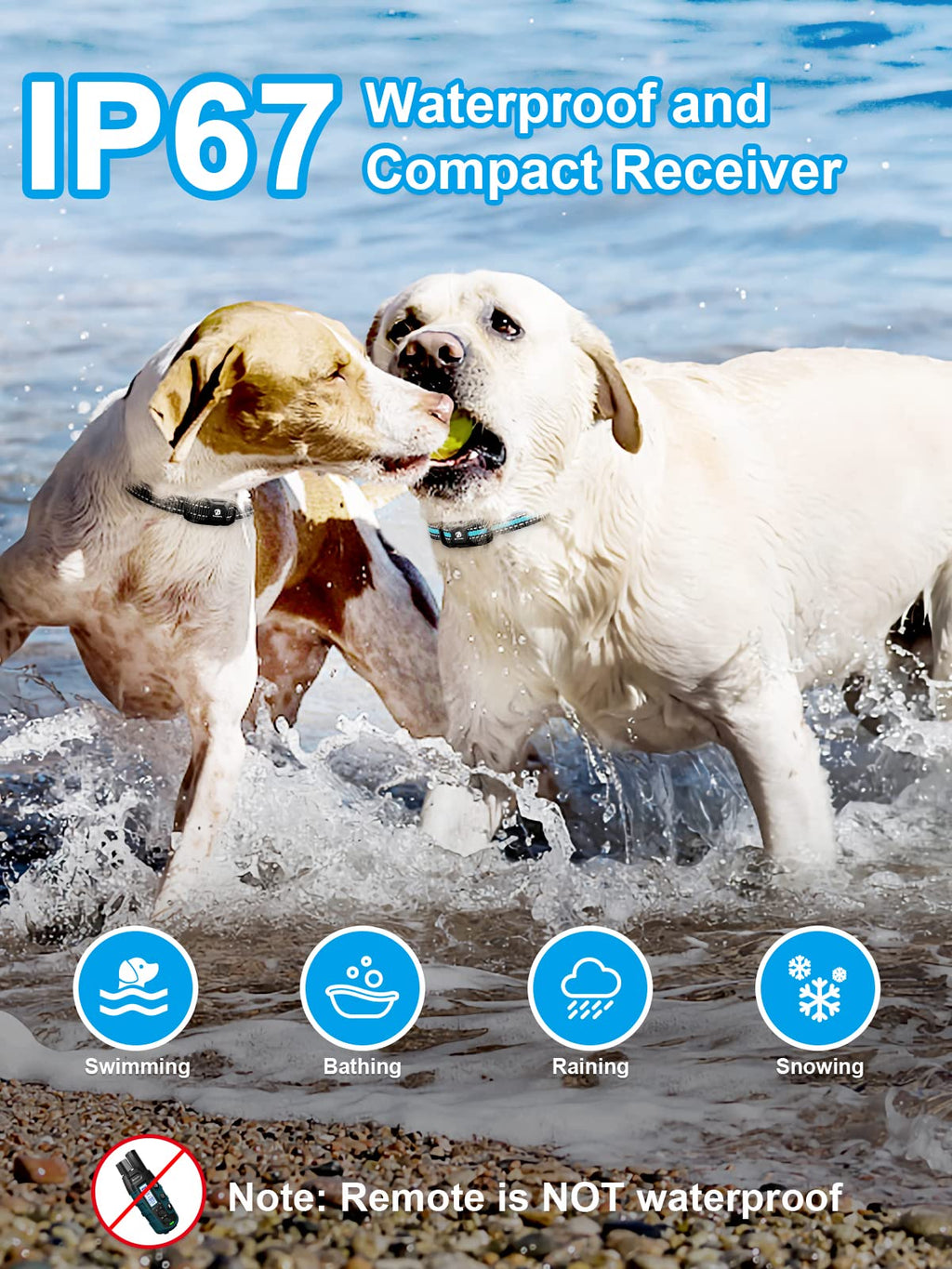 Dog Shock Collar 2 Dogs Waterproof Training Collar with Rechargeable Remote I653968